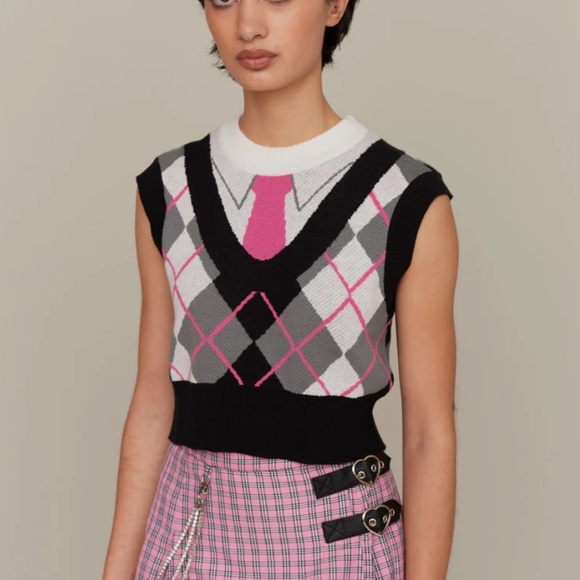 Lazy Oaf Sweaters - LAZY OAF G.E.M Shirt & Tie Sweater Vest, SIZE 20 (UK 24)